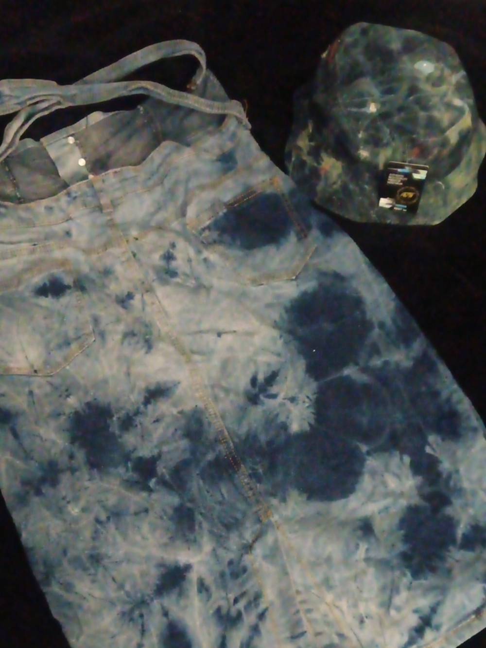 Tie-Dye Denim Midi Skirt - Blue - Picture 2 of 2